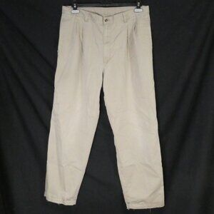 Men's Casual Chino Beige Pants| 36 x 30 | Rolled Bottom Hems